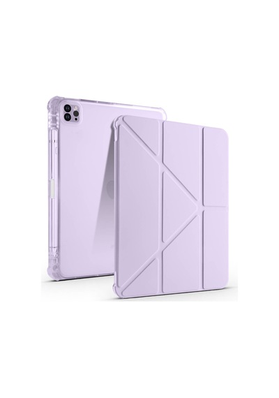 Apple Uyumlu iPad, Air 11 2024 Kılıf Tri Folding Kalem Bölmeli Standlı Kılıf Tablet Kılıfı
