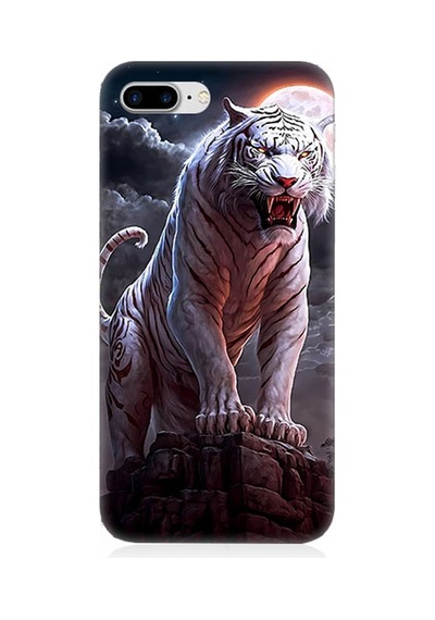 Apple Uyumlu iPhone 8 Plus Silikon Kılıf Beyaz Savaşçı Kaplan Tiger