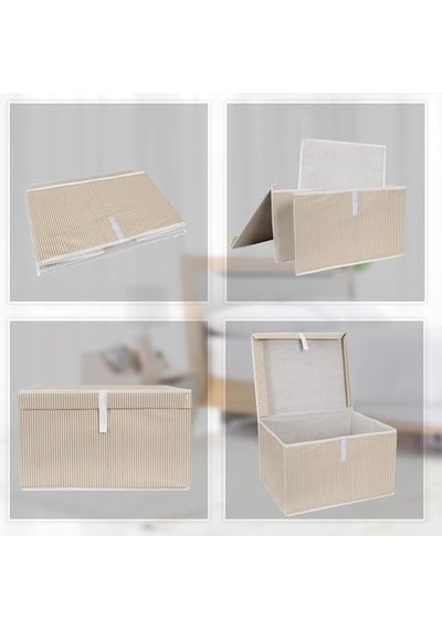 Çok Amaçlı Düzenleyici Kapaklı Sandık Tipi Kutu Hurç Organizer 3 Lü Set Kahverengi, Maxi 50 X 40 X 30 Diğer