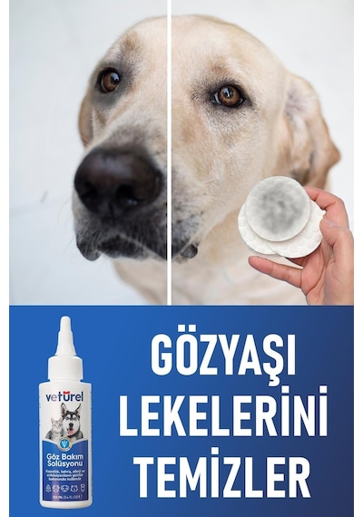 Veturel Kedi Göz Temizleme Solüsyonu Köpek Enfeksiyon Bakımı Göz Damlası 100 ML