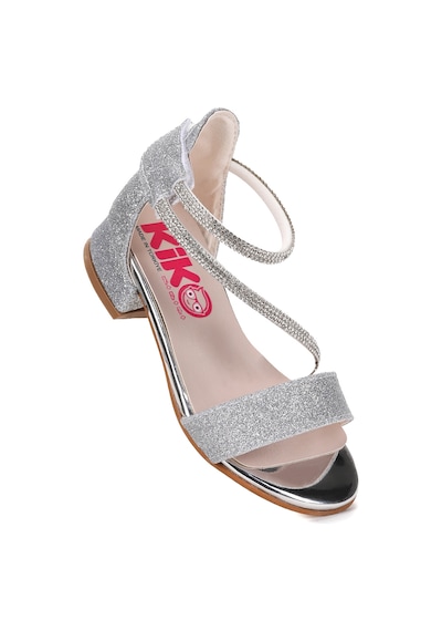 Kiko Kids Yada Kum Simli Kız Bebek 2 Cm Topuklu Sandalet Abiye Ayakkabı Gümüş Gümüş