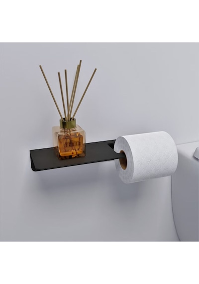 Aju Tuvalet Kağıtlığı, Modern Metal Rulo Tuvalet Kağıdı Tutucu, Banyo Aksesuarları, Rafı, Düzenleyici Siyah