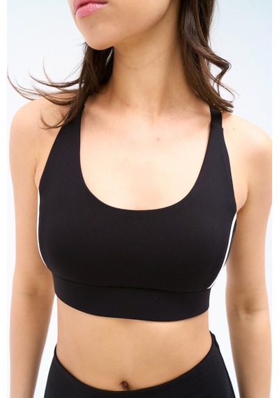 Normal People Vera - Biyeli Spor Bra Peach Skin Kumaş Siyah