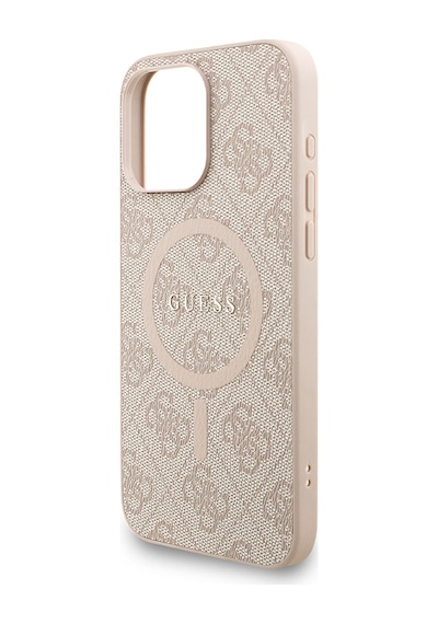 Apple iPhone 15 Pro Max Uyumlu Kılıf Guess Lisanslı M safe Bilek Askı İpli Yazı Logolu Kapak Pembe
