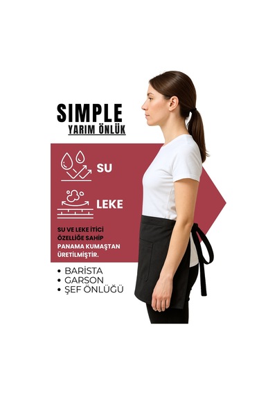 Brista Half Apron Yarım Önlük Cafe Önlüğü Garson Önlüğü Barista Önlüğü Siyah