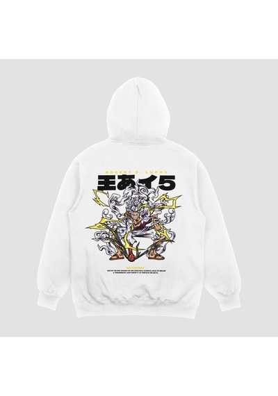 Unisex Beyaz Gear Baskılı Hoodie Oversize Kapşonlu Sweatshirt Beyaz
