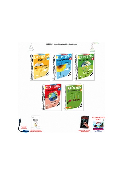 2026-2027 Arı Yayıncılık 6. Sınıf Tüm Dersler 5 Kitap Set Defterim T-m-f-s, Atölyem F