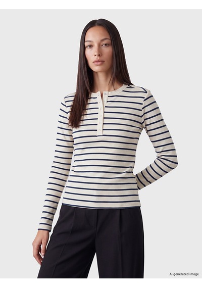 Lcw Everyday Lacivert Bisiklet Yaka Çizgili Kadın Body