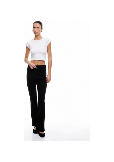 Koton Slim Fit Nervürlü İspanyol Paça Pantolon Siyah 5sak40102ek Siyah