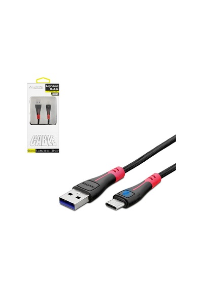 Şarj Kablosu Data Fast Type-C 3.4A 1.2Mt Işıklı Örgülü Auris Ars