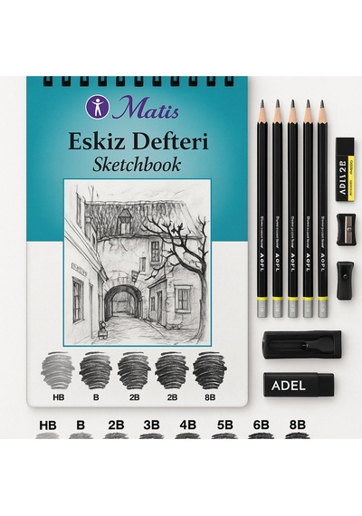 Eskiz Kalem Hb, B, 2b, 3b, 4b, 5b, 6b, 8b Ve Defter Seti A5 90 Gr