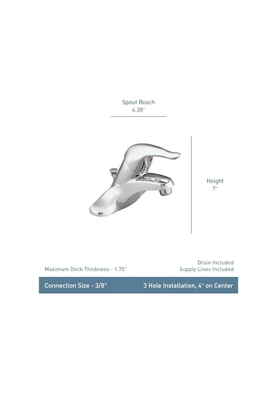 Moen L4625 Chateau Tek Kolu Düşük Ark Banyo Bataryası, Krom, 0.37 Diğer