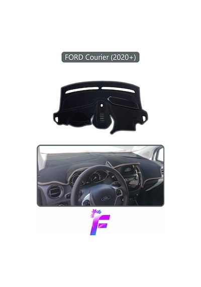 Ford Courier 2020+ Ekranlı Torpido Örtüsü Güneşten Korur Kolay Montaj Tam Uyum E92 Gri