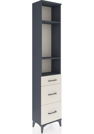 Arges Dolap 3 Raflı 3 Çekmeceli 44x30x221 Antrasit-aytaşı Antrasit