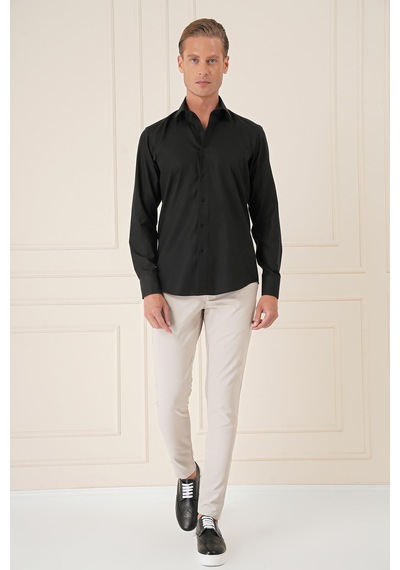 Efor Slim Fit %100 Pamuk Non Iron Kumaş Klasik Siyah Gömlek Gk 735 Siyah Efor Slim Fit %100 Pamuk Non Iron Kumaş Klasik Siyah Gömlek Gk 735 Siyah