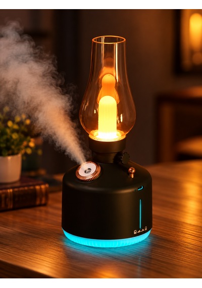 Alfagift Şarjlı Nostaljik Gaz Lambası Hava Nemlendirici Ve Buhar Makinesi- Dekoratif Masa Ve Gece Lambası Yeşil