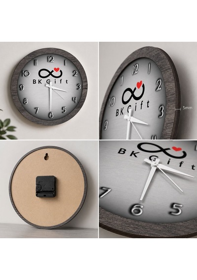 Logonuza Özel 5 Adet 31 Cm Yuvarlak 5 Mm Mdf Duvar Saati Kurumsal Baskılı Promosyon Saat Çok Renkli