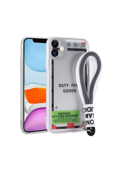 Apple Uyumlu iPhone 11 Kılıf Desenli El Askılı İpli Zore Astana Silikon Kapak Duty Free