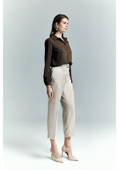 Lisa Saten Duble Paça Pantolon - Taş-137244 Taş