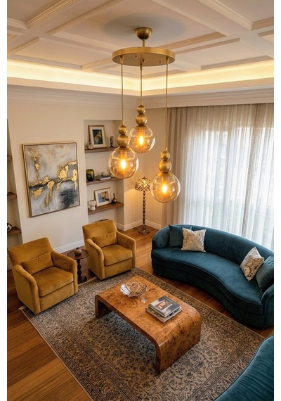 Spor Eskitme Sarkıt Avize 3lü Bal Camlı Eskitme Bal