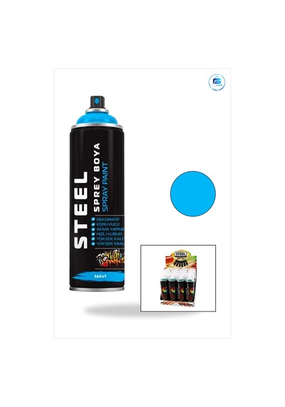 Steel Mavi Sprey Boya 200 Ml Metal Ahşap Plastik Yüzeyler İçin De