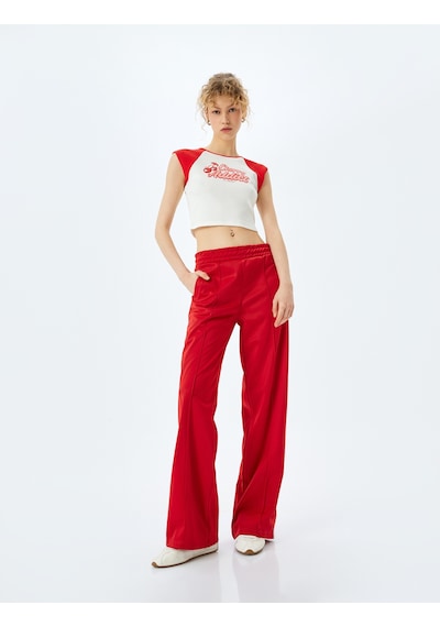 Koton Slogan Baskılı Crop Reglan Kol Tişört Ekru 5sal10119ık Ekru