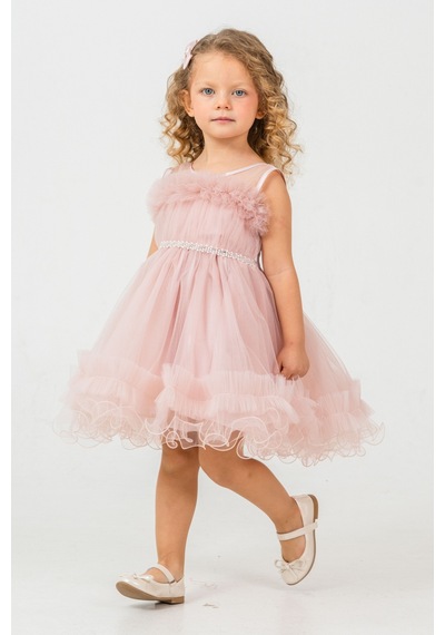 Mnk Baby & Kids Aizona Kız Çocuk Abiye M00782 Pudra