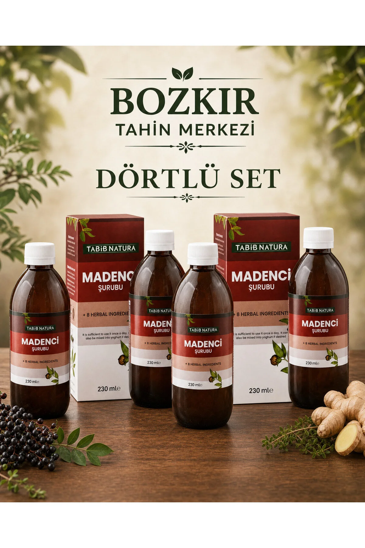 Bozkır Tahin Merkezi Madenci Şurubu 230 Gr 4 Adet Şekersiz& Bitki Özlü