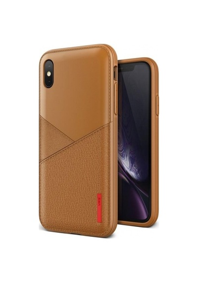 Vrs Apple Uyumlu iPhone Xs Max İle Leather Fit Label Kılıf Brown
