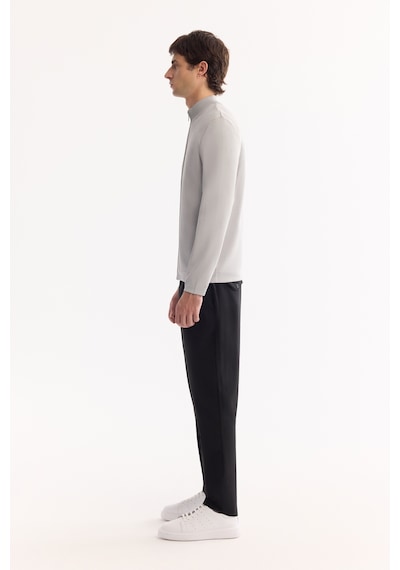 Avva Erkek Gri Dik Yaka Fermuarlı Rayon Tüylenmeyen Triko Regular Fit Hırka A52y5013