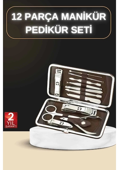 Mey İthalat 12 Parça Manikür Pedikür Seti Özel Deri Çanta El Ayak Bakımı Akne Ve Sivilce Temizleme 26743866