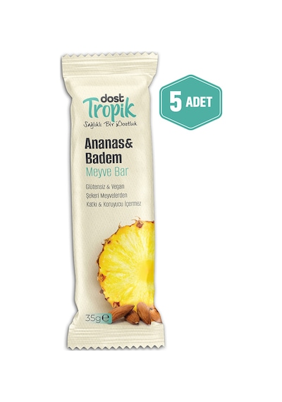 Ananas Ve Badem Aromalı Meyve Bar 35 G Meyve İçeren Pratik Atıştırmalık 5 Adet