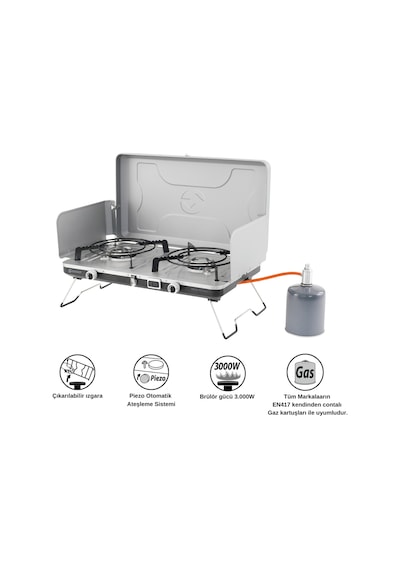 Outwell Merapi Pro Stove İkili Kamp & Karavan Ocağı Gri