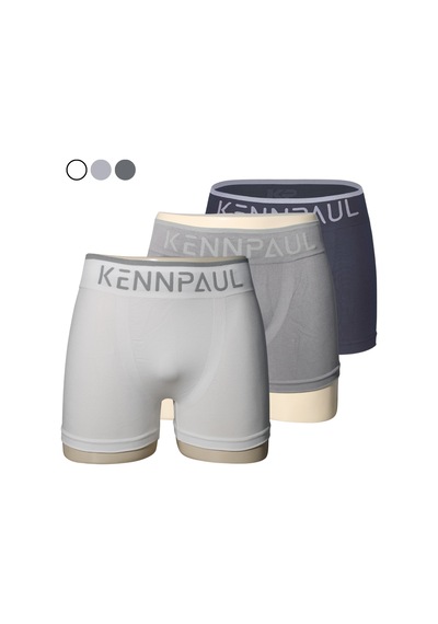 Kennpaul 3'lü Dikişsiz Mikro Kumaş Boxer Serin, Hafif Ve Esnek Konfor Beyaz - Gri
