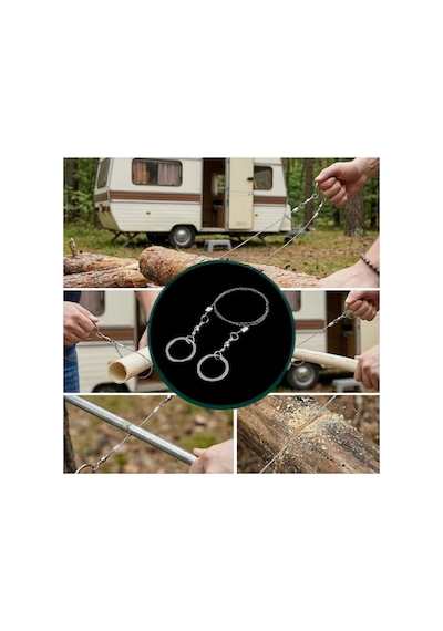 Mucit Home Taşınabilir Mini Zincir Cep Testeresi Dişli Tel Ahşap Plastik Metal Kesici Kampta Karavanda