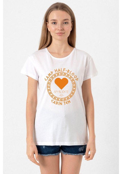 Camp Half Blood Aphrodite Beyaz Kadın Bisikletyaka Tshirt Beyaz