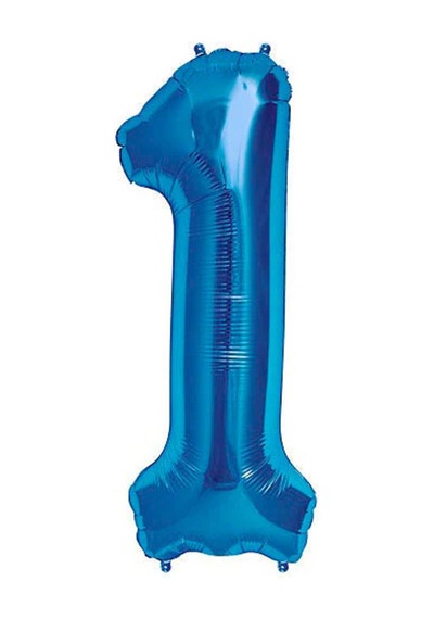 1 Rakam Mavi Folyo Balon 34 İnç 76-82 Cm