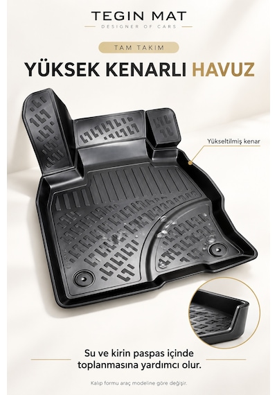Alfa Romeo Stelvio 2026 Geometrik Desenli 3d Havuzlu Oto Paspas Siyah