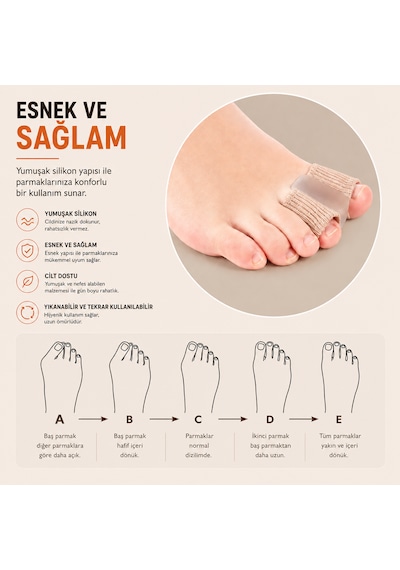 Ayak Baş Parmak Eğriliği Düzeltici Silikon Makaralı Bunyon Halluks Valgus Baş Parmak Koruyucu Silikon 2 Adet Kırmed