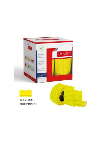 Tanex 12X21 MM Çizgili Floresan Sarı Fiyat Etiketi 24'Lü Kutu