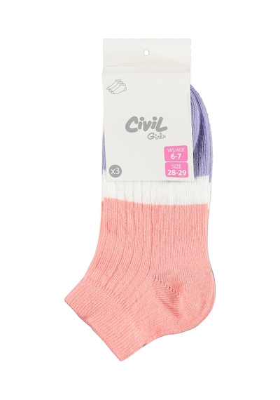 Civil Girls Clours 3'lü 2-12 Yaş Kız Çocuk Patik Çorap Standart