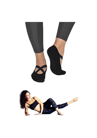 OVERPAZAR verPazar 3 Adet Paket Kaydırmaz Bayan Dans Pilates Ve Yoga Çorabı Siyah