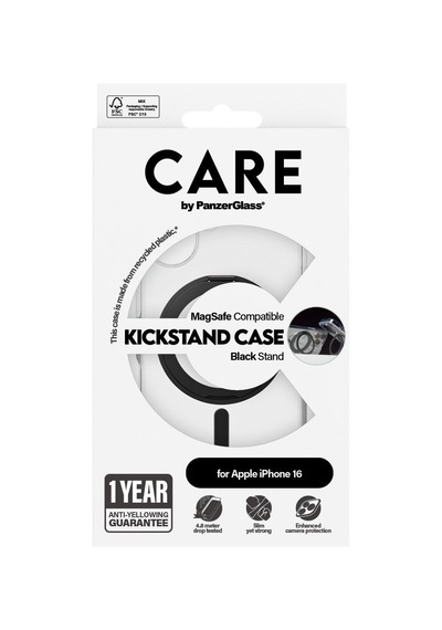 Care By Panzerglass Apple iPhone Uyumlu 16, Feature Kickstand & Magsafe, , Kılıf Siyah