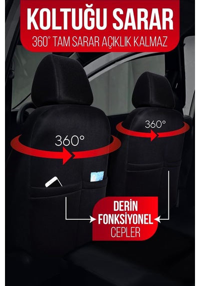Gof Serisi Universal Oto Koltuk Kılıfı Tam Set Kırmızı