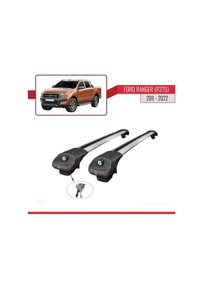 Ford Ranger 2011-2022 Arası İle Uyumlu Ace-1 Ara Atkı Tavan Barı Gri