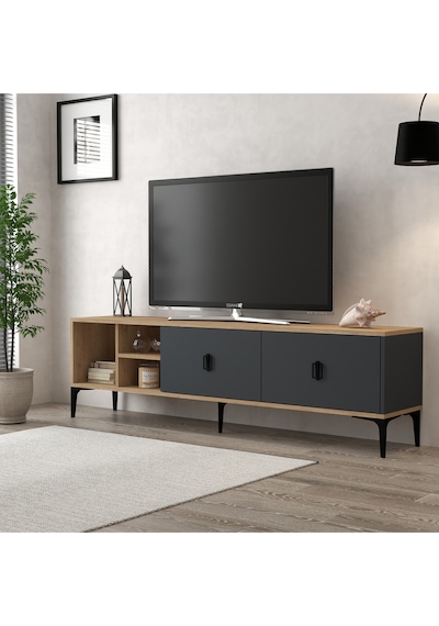 3805 Era Tv Ünitesi 180 Cm 2 Kapaklı Raflı Sepet - Antrasit Tv Sehpası Antrasit - Sepet Çok Renkli 3805 Era Tv Ünitesi 180 Cm 2 Kapaklı Raflı Sepet - Antrasit Tv Sehpası Antrasit - Sepet Çok Renkli