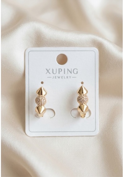 Xuping 14k Gold Rengi Kuyumcu İsçiligi Modern Tasarim Tas Detay Kararmaz Kadin Halka Küpe Kırmızı - 926433105 Kırmızı
