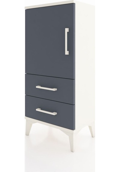 Arges Komodin 2 Raflı 2 Çekmeceli Tek Kapaklı 44x30x96 Aytaşı-antrasit Aytası
