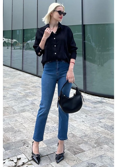 Madmext Açık Mavi Slim Fit Kadın Mom Jean Mg1738-açık Mavi Açık Mavi