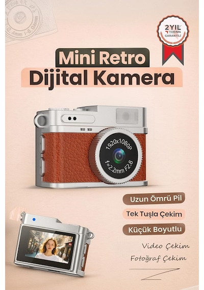Mini Dijital Kamera Selfie Video Vlog Kamerası Mini Anahtarlık 1080p Cmr35 Kahverengi